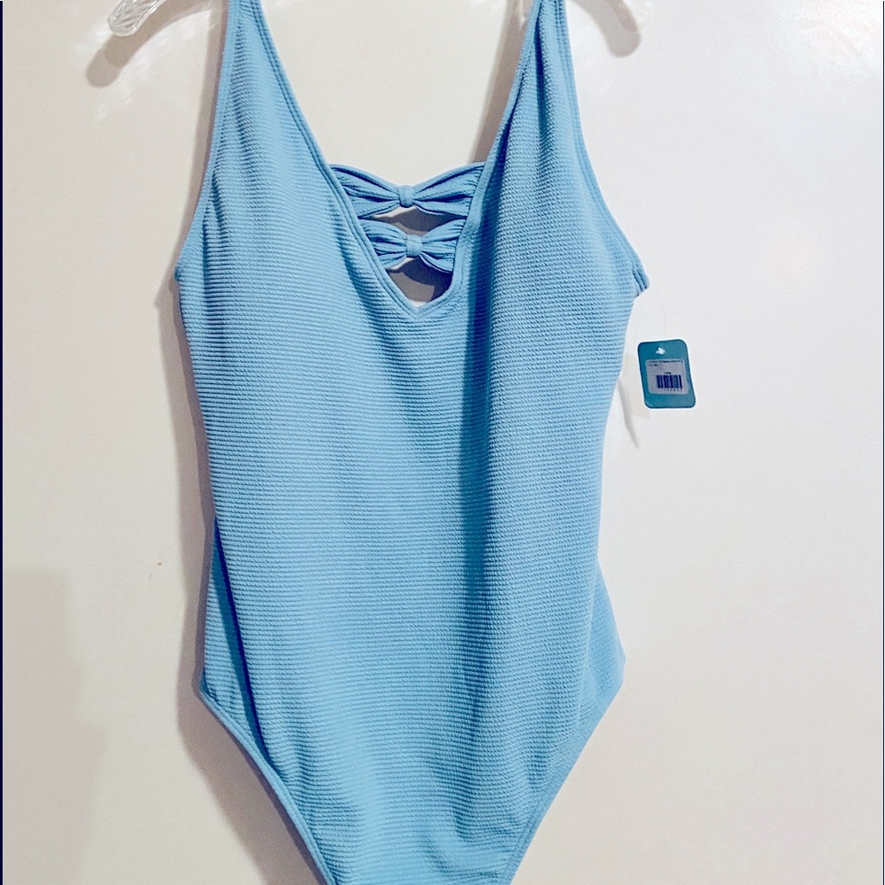 NWT baby blue ribbed one piece swimsuit